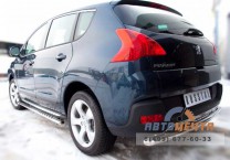 Защита заднего бампера на Peugeot 3008, нержавейка-0