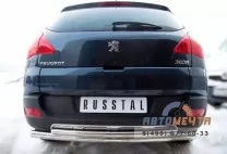 Защита заднего бампера для Peugeot 3008, d63/42 мм (дуга) Защита заднего бампера для Peugeot 3008