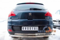 Защита заднего бампера на Peugeot 3008, нерж-3