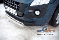 Защита переднего бампера (декоративная накладка) для Peugeot 3008, d42 мм, (секции)-3 Защита переднего бампера на Peugeot 3008, нерж-3