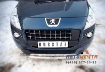 Защита переднего бампера (декоративная накладка) для Peugeot 3008, d42 мм, (секции)-2 Защита переднего бампера на Peugeot 3008, нерж-2