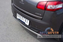 Защита заднего бампера для Peugeot 4008, d75х42 мм, овал-2 Защита бампера задняя на Peugeot 4008-2