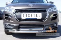 Защита переднего бампера для Peugeot 4008, d63/63 мм (дуга) Защита переднего бампера на Peugeot 4008