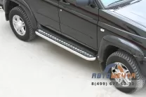 Подножки УАЗ Патриот до 2015 нержавейка с алюминием прямые Подножки УАЗ Патриот до 2015 нержавейка с алюминием прямые