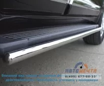 Пороги труба для Infinity QX56 2004-2009 d42 мм, по колесной базе, сферические наконечники Пороги для Infiniti QX56 из нержавеющей стали