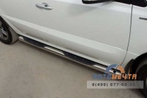 Пороги для Renault Koleos 2012-, (труба), d76 мм, с накладками, сферические наконечники-2 Пороги для Renault Koleos 2012--2
