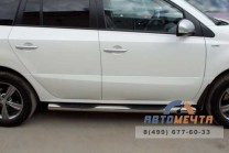 Пороги для Renault Koleos 2012-, (труба), d76 мм, с накладками, сферические наконечники-1 Пороги для Renault Koleos 2012--1