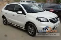 Пороги для Renault Koleos 2012-, (труба), d76 мм, с накладками, сферические наконечники Пороги для Renault Koleos 2012-