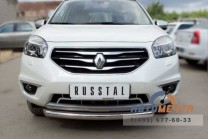 Защита переднего бампера для Renault Koleos 2012-, d76 мм (дуга)-2 Защита переднего бампера на Renault Koleos 2012-, нерж-2