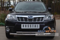 Защита переднего бампера для Subaru Forester 2008-, d63/42 мм (дуга)-0 Защита переднего бампера на Subaru Forester 2008--0