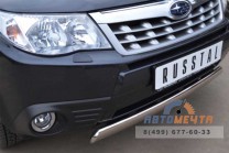 Защита переднего бампера на Subaru Forester 08-, нерж-2