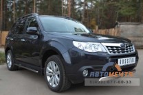 Защита переднего бампера на Subaru Forester 08-, нерж-1