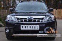 Защита переднего бампера на Subaru Forester 08-, нерж-0