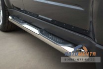 Пороги для Subaru Forester 2008-, (труба с накладками ), d76 мм, (1 вариант)-1 Пороги для Subaru Forester-1