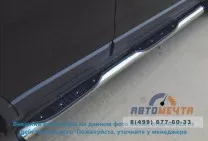 Защита порогов для Suzuki Grand Vitara 5dr 05-07, (труба), d76 мм, с накладками, пластиковые заглушки Защита порогов на Suzuki Grand Vitara 05-07