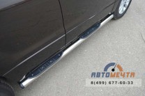 Защита порогов для Suzuki Grand Vitara 5dr 12-, (труба), d76 мм, с накладками, пластиковые заглушки-3 Пороги на Suzuki Grand Vitara 12--3
