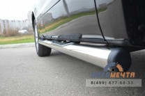 Защита порогов для Suzuki Grand Vitara 5dr 12-, (труба), d76 мм, с накладками, пластиковые заглушки-2 Пороги на Suzuki Grand Vitara 12--2