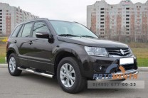 Защита порогов для Suzuki Grand Vitara 5dr 12-, (труба), d76 мм, с накладками, пластиковые заглушки-1 Пороги на Suzuki Grand Vitara 12--1