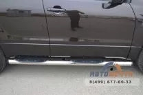 Защита порогов для Suzuki Grand Vitara 5dr 12-, (труба), d76 мм, с накладками, пластиковые заглушки Пороги на Suzuki Grand Vitara 12-