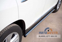 Защита порогов для Toyota Highlander 2010, (труба), d63 мм, пластиковые заглушки-3 Пороги на Toyota Highlander 2010, нерж-3