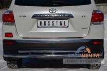 Защита заднего бампера на Toyota Highlander нержавейка-2