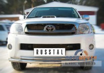 Защита переднего бампера на Toyota Hilux, нерж-1