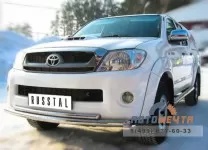 Защита переднего бампера на Toyota Hilux, нерж