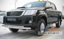 Защита переднего бампера для Toyota Hilux, d76/42 (дуга)-1 Защита переднего бампера на Toyota Hilux, нерж.-1