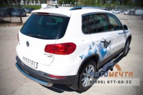 Защита порогов для VolksWagen Tiguan Sport & Style, (труба), d76 мм, с накладками, сферические наконечники-1 Защита порогов на Volkswagen Tiguan-1