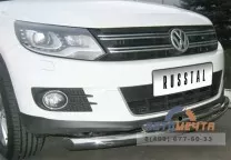 Защита переднего бампера для Тигуан, d76/42 (дуга) Защита переднего бампера для Тигуан