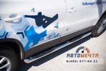 Защита порогов на Volkswagen Tiguan, нерж-3