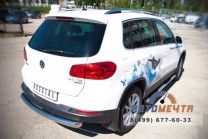 Защита порогов для VolksWagen Tiguan Sport & Style, (труба), d76 мм, с накладками, пластиковые заглушки-2 Пороги труба для Volkswagen Tiguan-2