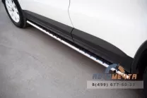 Защита порогов для VolksWagen Tiguan Track & Field, d75х42 мм, овал с проступью Пороги на Volkswagen Tiguan, нержавейка