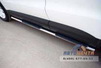 Защита порогов для VolksWagen Tiguan Track & Field, d75х42 мм, овал с накладками-1 Защита порогов для Volkswagen Tiguan-1