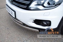 Защита переднего бампера для VolksWagen Tiguan Track & Field, d75х42/75x42 мм, овал-1 Защита переднего бампера на Volkswagen Tiguan-1