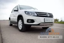 Защита переднего бампера для VolksWagen Tiguan Track & Field, d75х42/75x42 мм, овал Защита переднего бампера на Volkswagen Tiguan