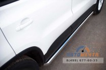 Защита порогов для VolksWagen Tiguan Track & Field, (труба), d63 мм, скосы 45 градусов-1 Пороги на Volkswagen Tiguan-1