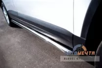 Защита порогов для VolksWagen Tiguan Track & Field, (труба), d63 мм, скосы 45 градусов Пороги на Volkswagen Tiguan