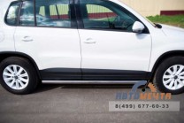 Защита порогов для VolksWagen Tiguan Track & Field, (труба), d63 мм, сферические наконечники-2 Защита порогов на Volkswagen Tiguan, нержавейка-2