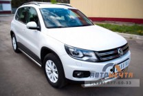 Защита порогов для VolksWagen Tiguan Track & Field, (труба), d63 мм, сферические наконечники-1 Защита порогов на Volkswagen Tiguan, нержавейка-1