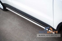 Защита порогов для VolksWagen Tiguan Track & Field, (труба), d63 мм, сферические наконечники-0 Защита порогов на Volkswagen Tiguan, нержавейка-0