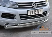 Защита переднего бампера на Volkswagen Touareg , нерж
