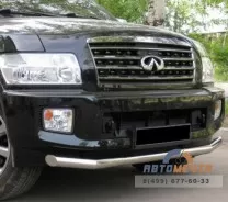 Защита переднего бампера на Infiniti QX56 04-09, нерж.