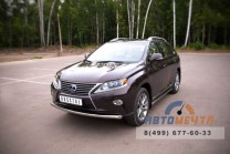 Защита переднего бампера для Lexus RX 270/350/450h 2009-2012, d63 мм, (дуга)-1 Защита переднего бампера для Lexus RX из нерж стали-1