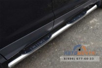 Пороги нерж. на Ford Kuga 13, труба 76мм с накладкой-1