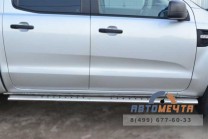 Пороги труба для Ford Renger d120x60 мм, с проступью-0