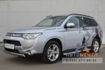Защита порогов для Mitsubishi Outlander 2012, (труба), d42 мм с листом-2 Защита порогов для Mitsubishi Outlander из нержавейки-2