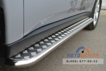 Защита порогов для Mitsubishi Outlander 2012, (труба), d42 мм с листом-0 Защита порогов для Mitsubishi Outlander из нержавейки-0