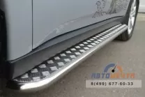 Защита порогов для Mitsubishi Outlander 2012, (труба), d42 мм с листом Защита порогов для Mitsubishi Outlander из нержавейки