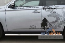 Защита порогов для Mitsubishi Outlander 2012, (труба), d63 мм, сферические наконечники-2 Пороги для Mitsubishi Outlander нержавейка-2